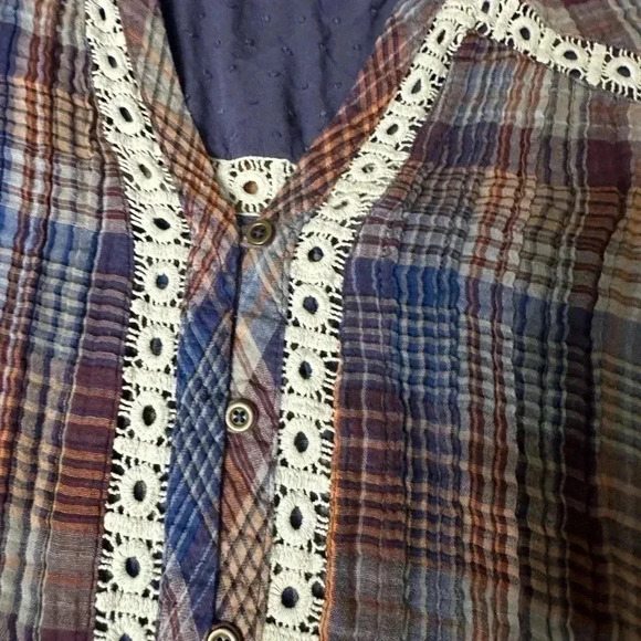 Anthropologie Holding Horses Dress Tunic Plaid Hi-Lo Button Up Womens S - Picture 9 of 11